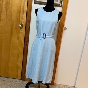 Ann Taylor Light Blue Midi Dress with Belt